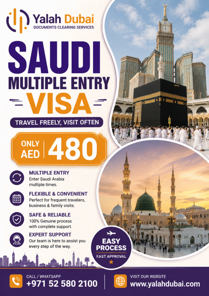 Saudi multiple entry visa for GCC residents - AED 480 all-inclusive by Yalah Dubai