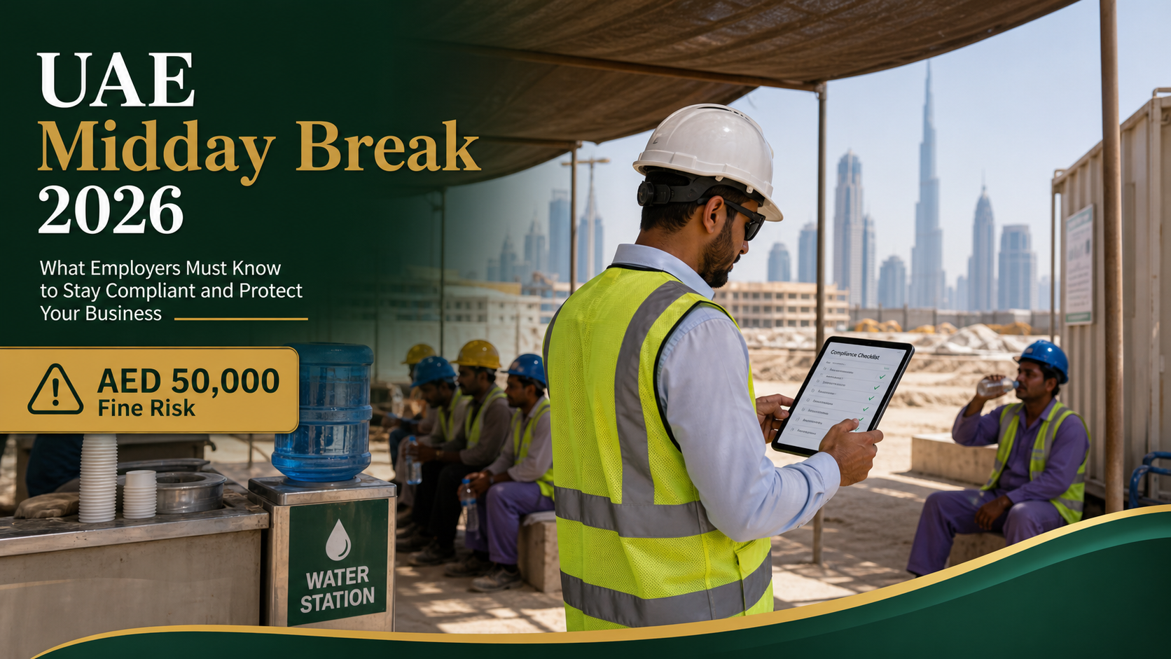 UAE midday break 2026 AED 50000 employer fine risk
